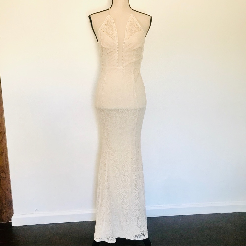 ❌sold❌ Lulus Always With Love Cream Satin Lace - Picture 2 of 9